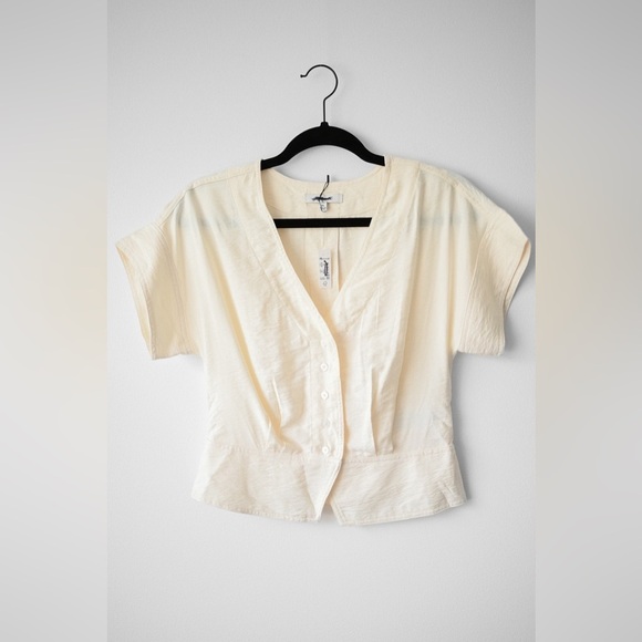 Madewell Pleated Short Sleeve Blouse NWT - Picture 2 of 9